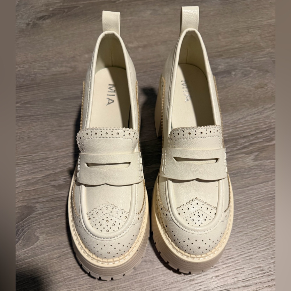 MIA Off-White Perforated Loafers for Women